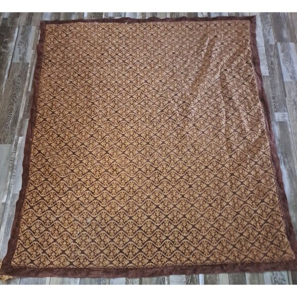 Antique Rug Carpet Paisley Floral Brown Art Deco Nouveau Brocade Romantic 59x52